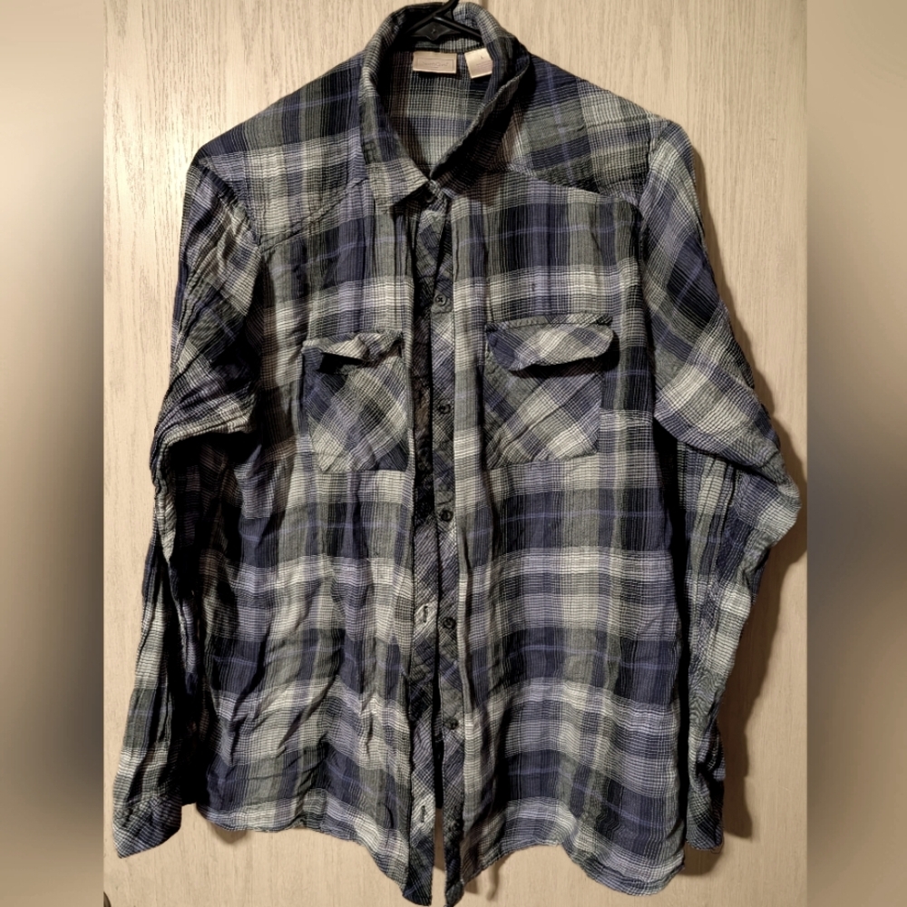 Women's Purple Lightweight Plaid Button Up